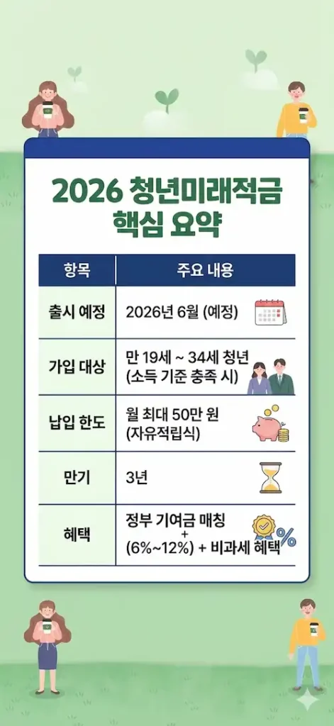 2026 청년미래적금 가입대상 납입한도 만기 혜택 요약표