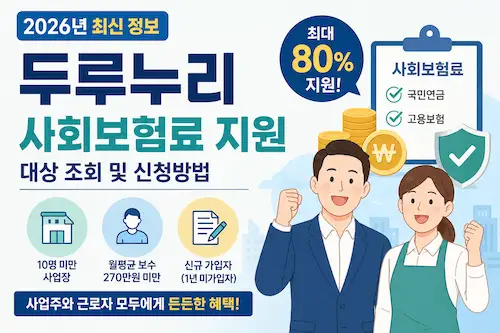 2026 두루누리 사회보험료 지원 대상 및 신청방법 80% 혜택 정리